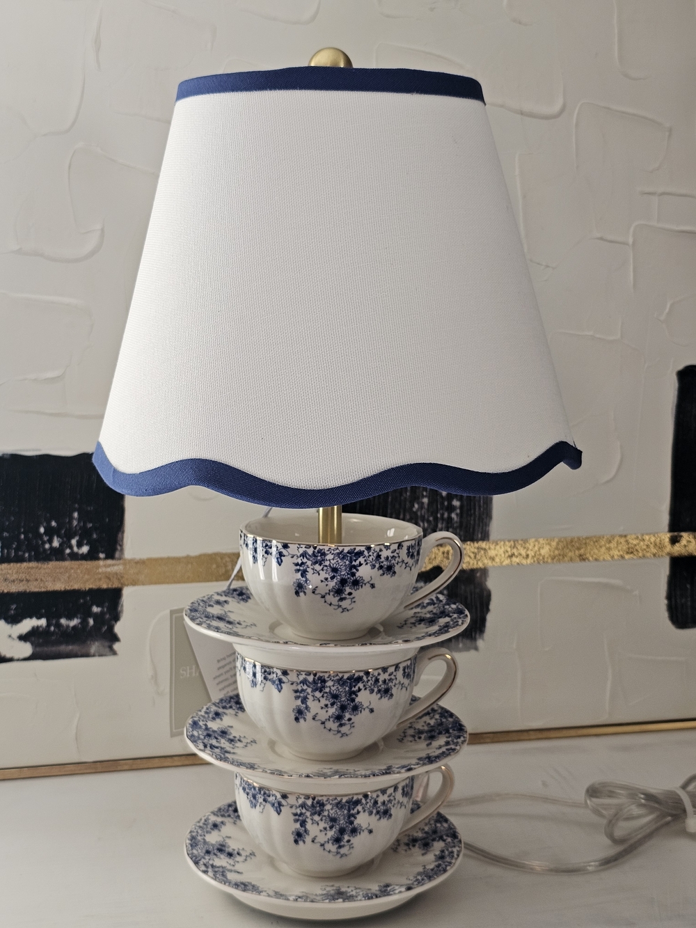 Blue China Teacup Lamp with Shade by  Shabby Chic Vintage Style viral tiktok htf
